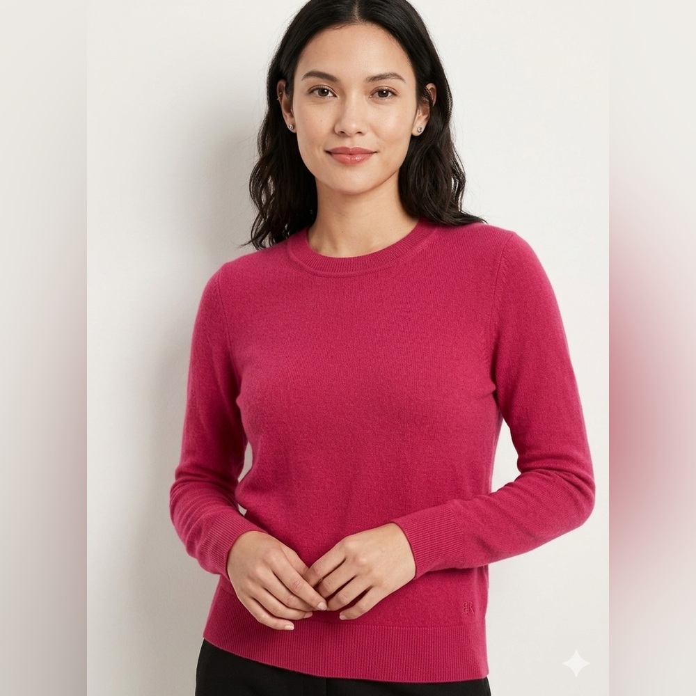 Banana Republic 100% Fine Merino Wool Sweater Raspberry Pink Size SP Fall Cozy